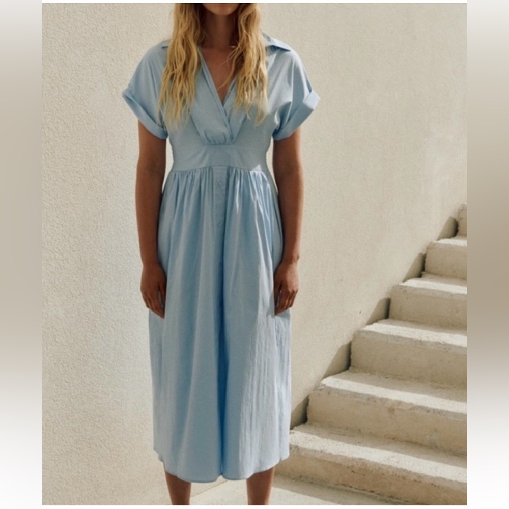 Zara NWT midi skirt dress blue
